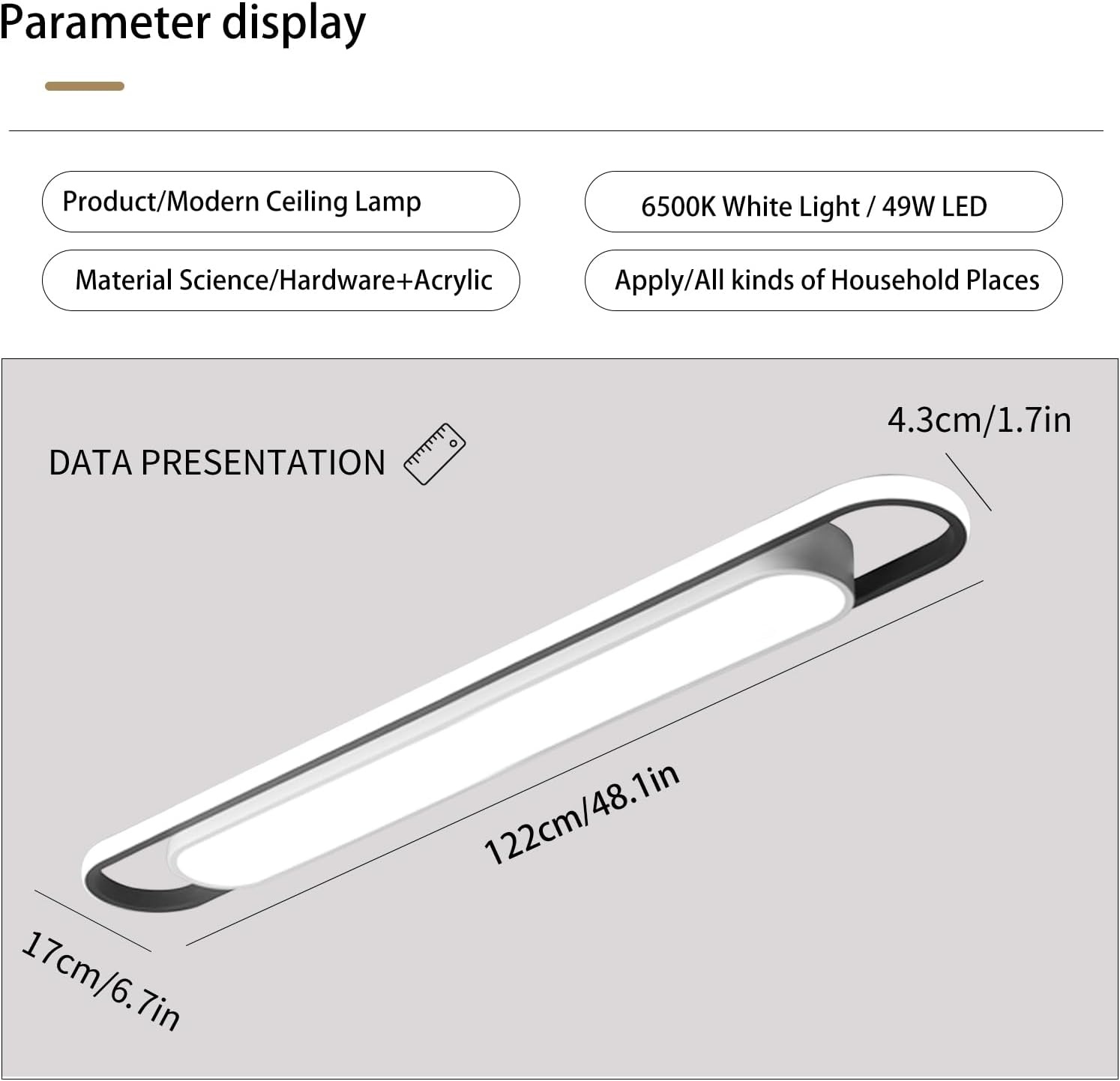 Moderne LED-Deckenleuchte 122 cm Kaltweiß - Jetzt bis zu 34% günstiger