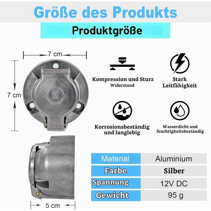 7-poliges Anhängerstecker & Steckdosen Set 12V Metall - Bis zu 27% reduziert