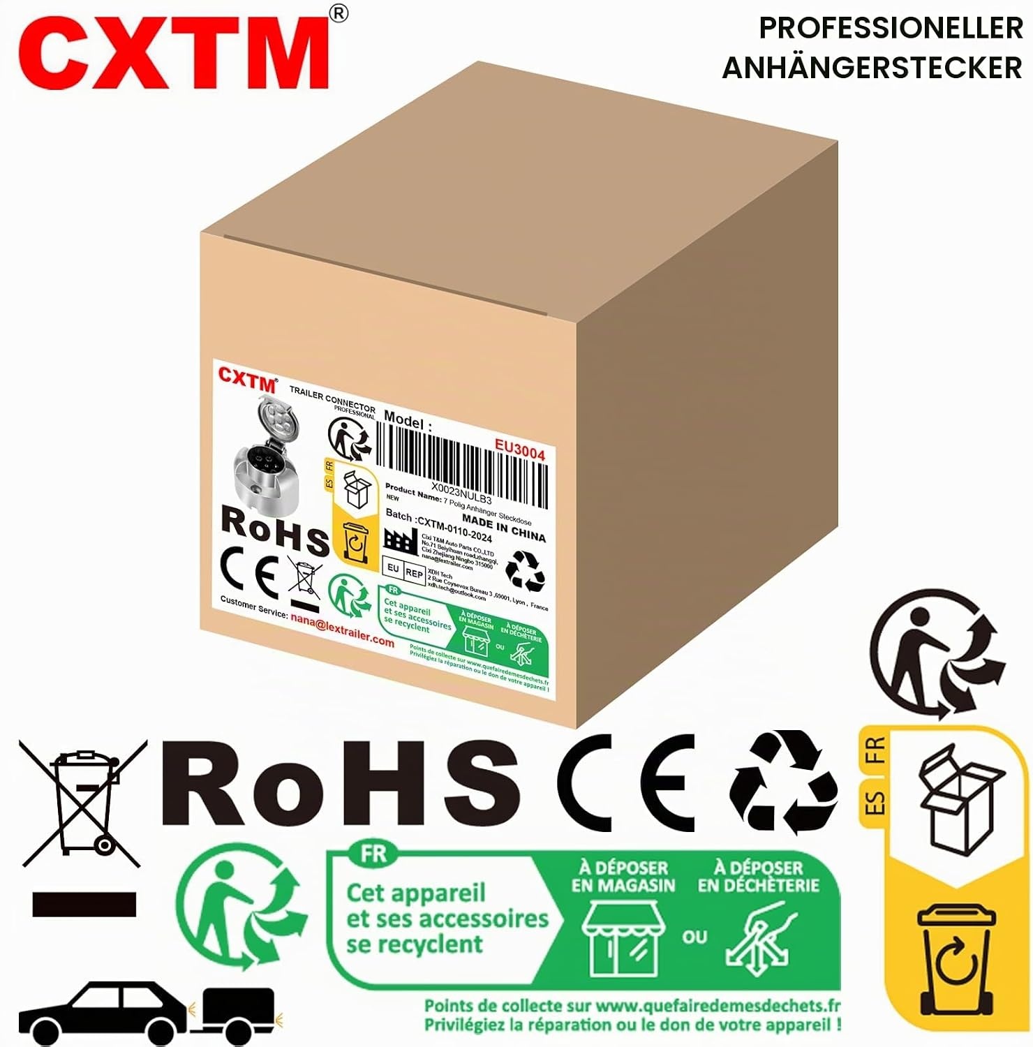 7-poliges Anhängerstecker & Steckdosen Set 12V Metall - Bis zu 27% reduziert