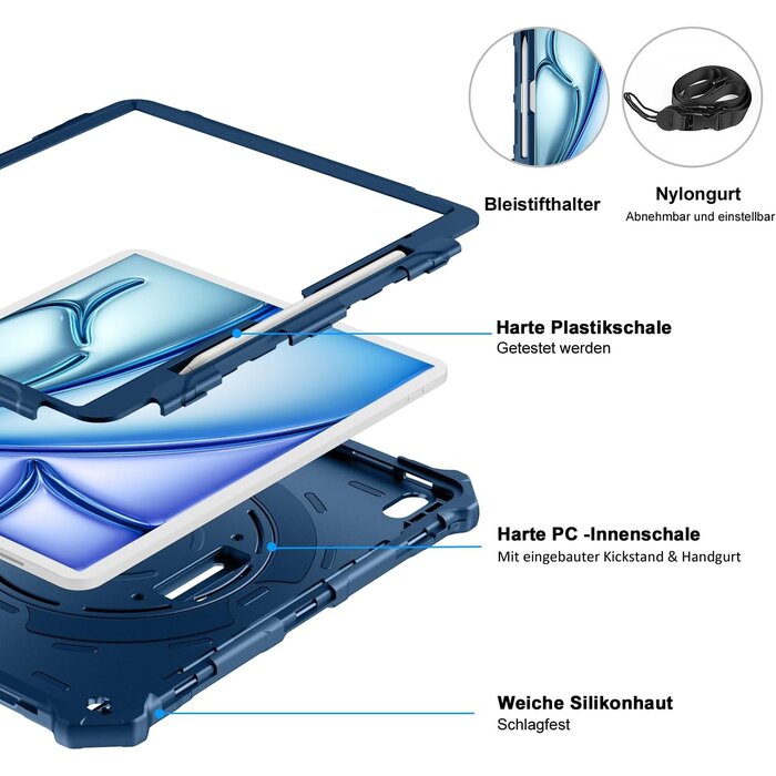 Robuste iPad Air 13" (2024) Schutzhülle - Blau - bis zu 26% Rabatt
