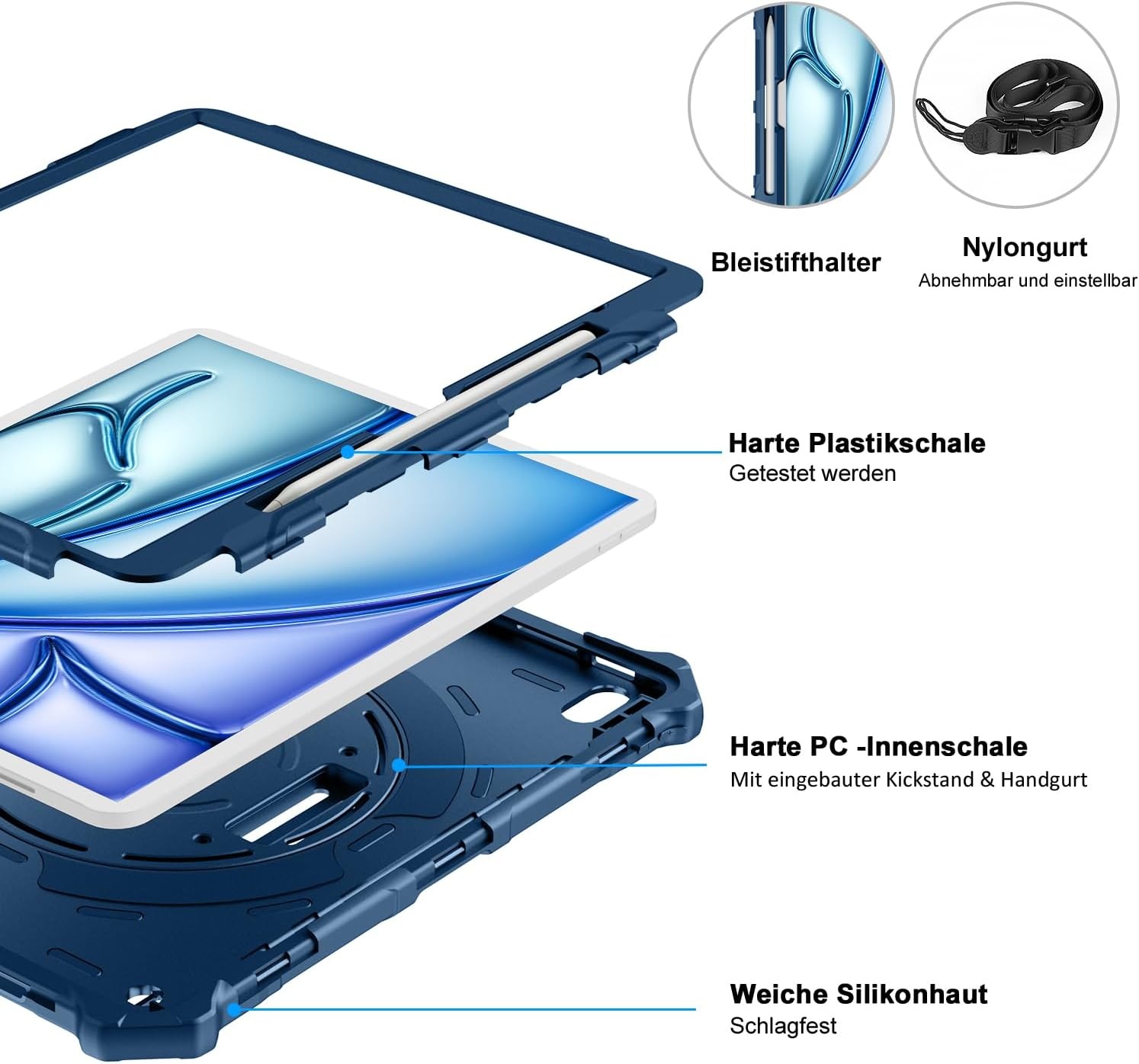 Robuste iPad Air 13" (2024) Schutzhülle - Blau - bis zu 26% Rabatt