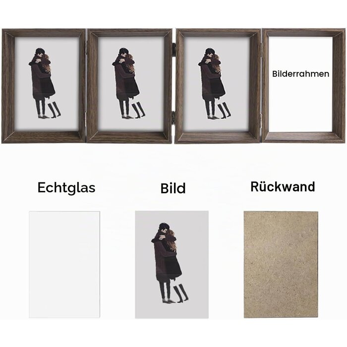 Dreifacher Fotorahmen 13x18 cm, MDF Braun, klappbar - bis zu 31% sparen
