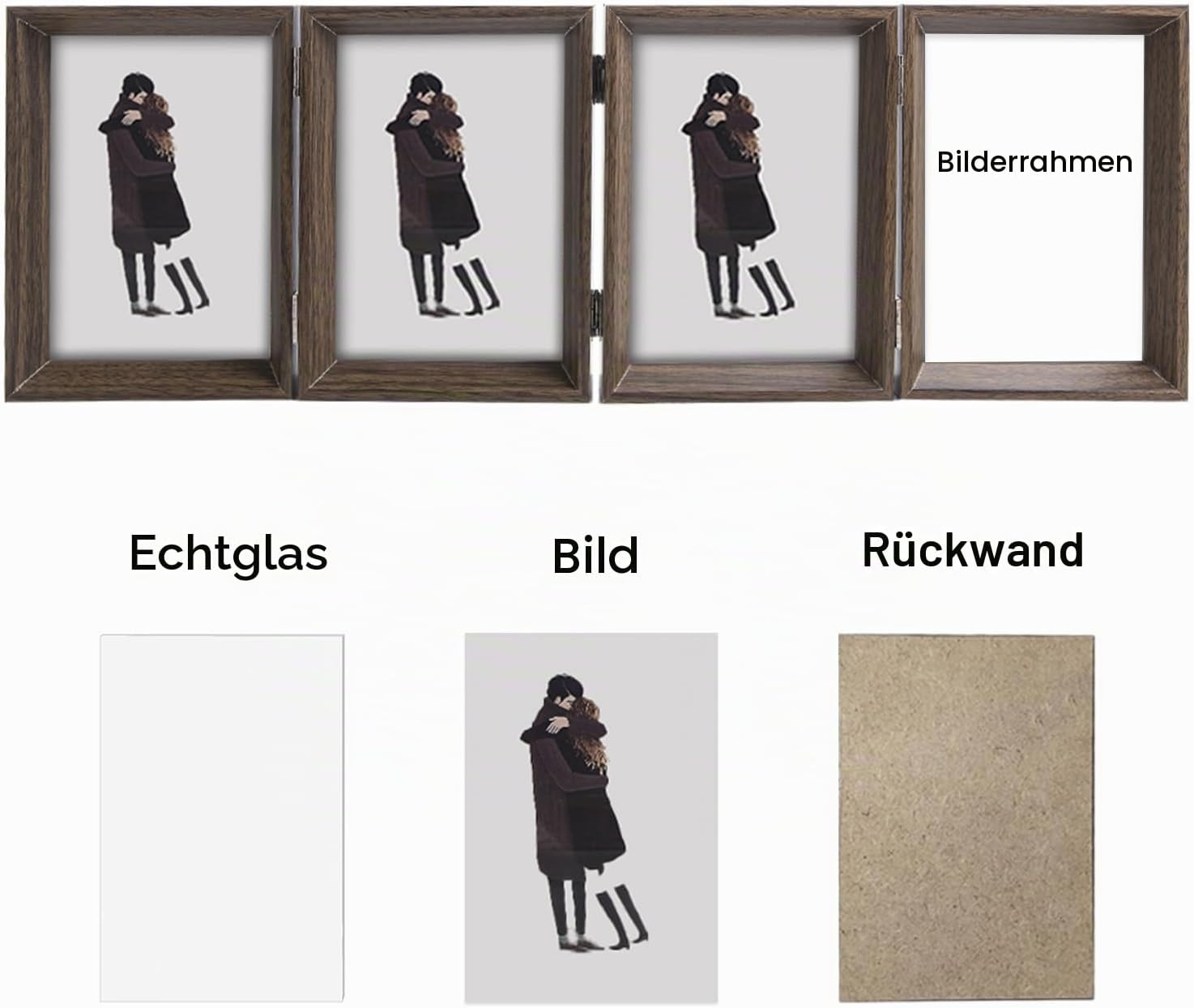 Dreifacher Fotorahmen 13x18 cm, MDF Braun, klappbar - bis zu 31% sparen