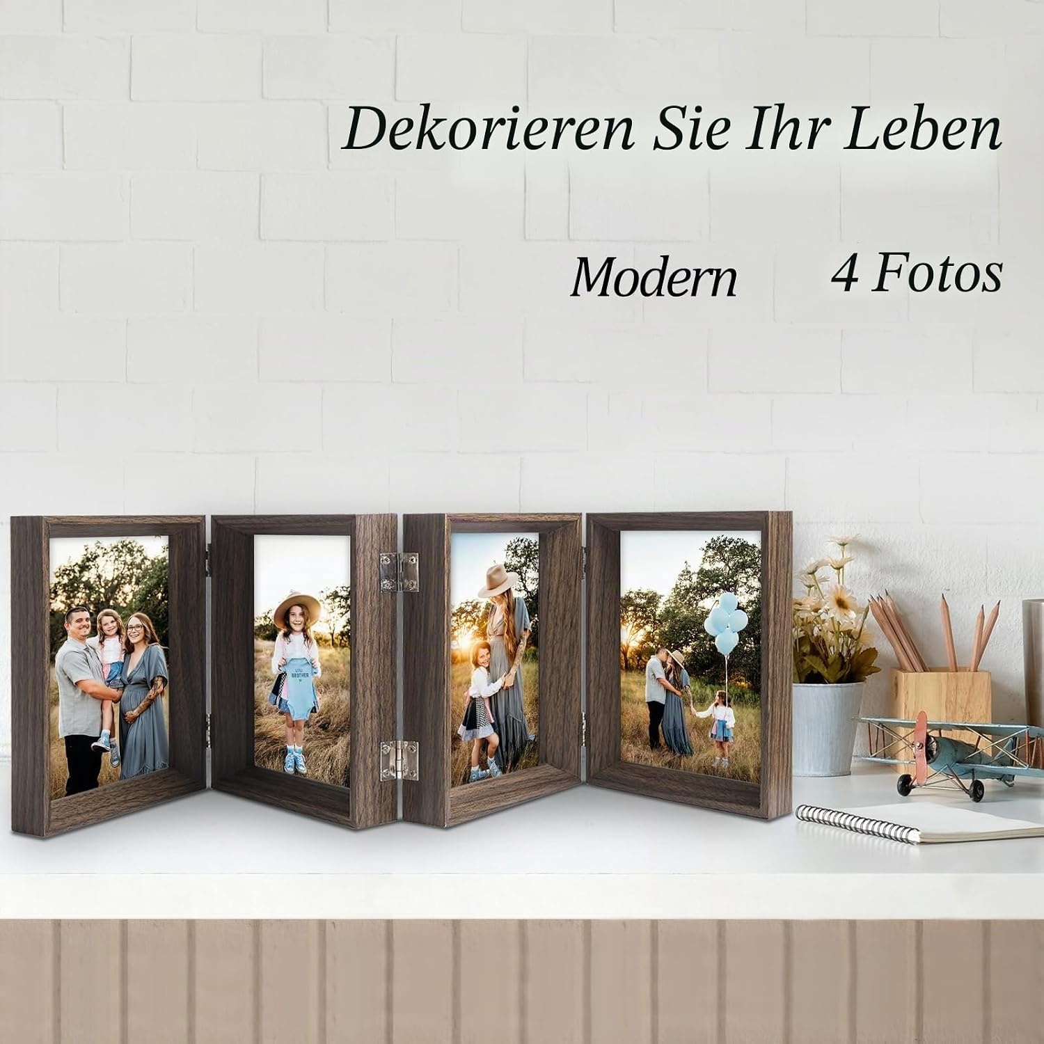 Dreifacher Fotorahmen 13x18 cm, MDF Braun, klappbar - bis zu 31% sparen