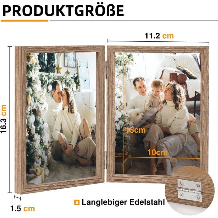 Doppel-Bilderrahmen Holz für 2 Fotos 10x15 cm - Klappbar - bis zu 26% Rabatt