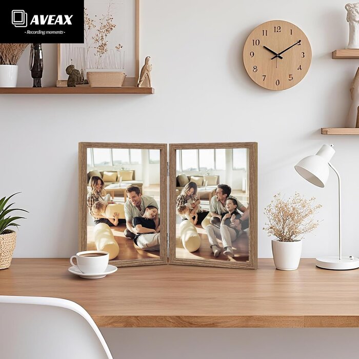 Doppel-Bilderrahmen Holz für 2 Fotos 10x15 cm - Klappbar - bis zu 26% Rabatt