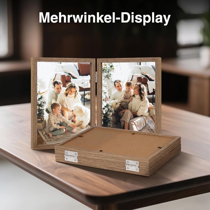 Doppel-Bilderrahmen Holz für 2 Fotos 10x15 cm - Klappbar - bis zu 26% Rabatt