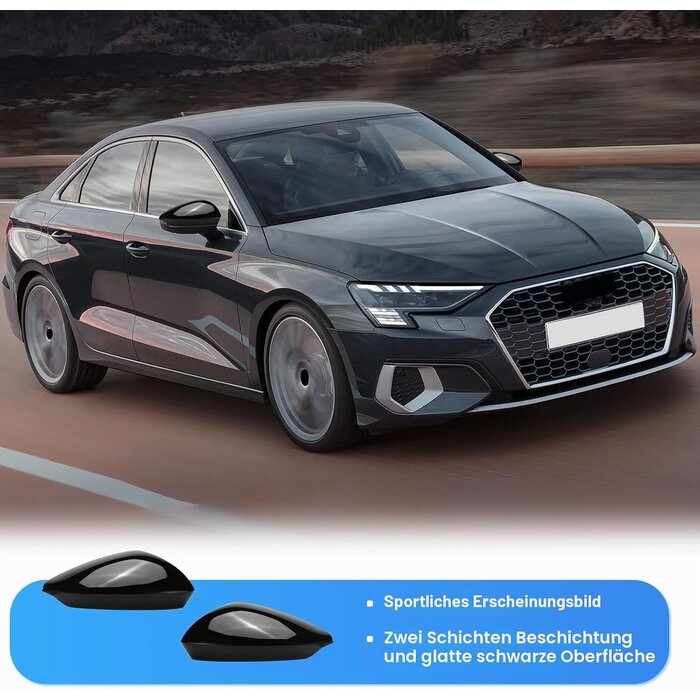 Spiegelkappen für Audi A3 S3 RS3 8Y 2022-2024 Schwarz Carbon-Optik 44% Rabatt