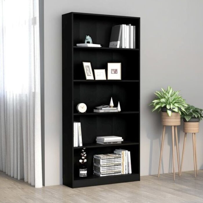 Vidaxl Bücherregal Schwarz 5 Fächer 80x24x175 cm - jetzt bis zu 35% günstiger