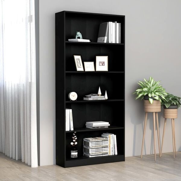 Vidaxl Bücherregal Schwarz 5 Fächer 80x24x175 cm - jetzt bis zu 35% günstiger