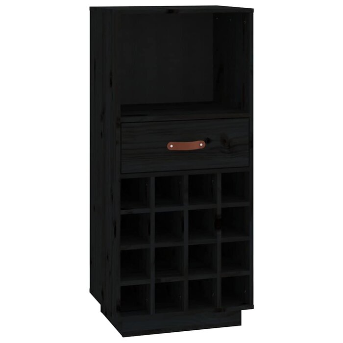 Vidaxl Weinschrank aus massivem Kiefernholz, 45x34x100 cm, Schwarz - bis zu 30% Rabatt