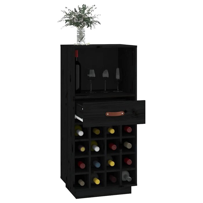 Vidaxl Weinschrank aus massivem Kiefernholz, 45x34x100 cm, Schwarz - bis zu 30% Rabatt