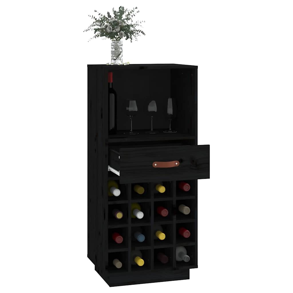 Vidaxl Weinschrank aus massivem Kiefernholz, 45x34x100 cm, Schwarz - bis zu 30% Rabatt