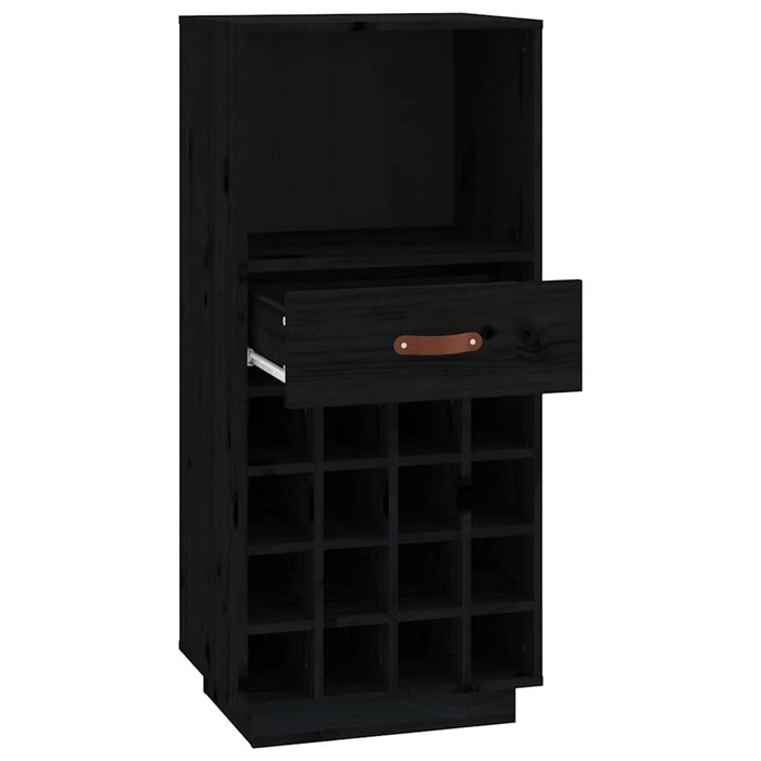 Vidaxl Weinschrank aus massivem Kiefernholz, 45x34x100 cm, Schwarz - bis zu 30% Rabatt