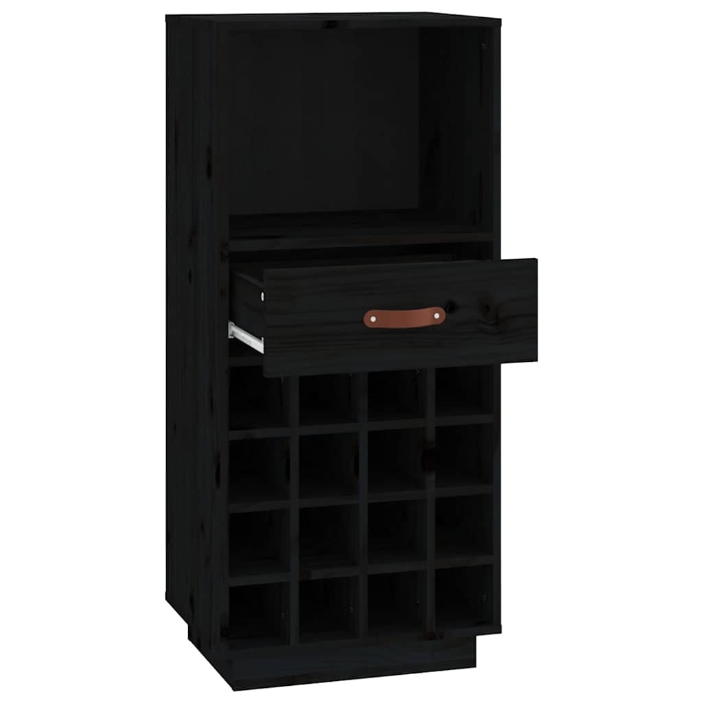 Vidaxl Weinschrank aus massivem Kiefernholz, 45x34x100 cm, Schwarz - bis zu 30% Rabatt