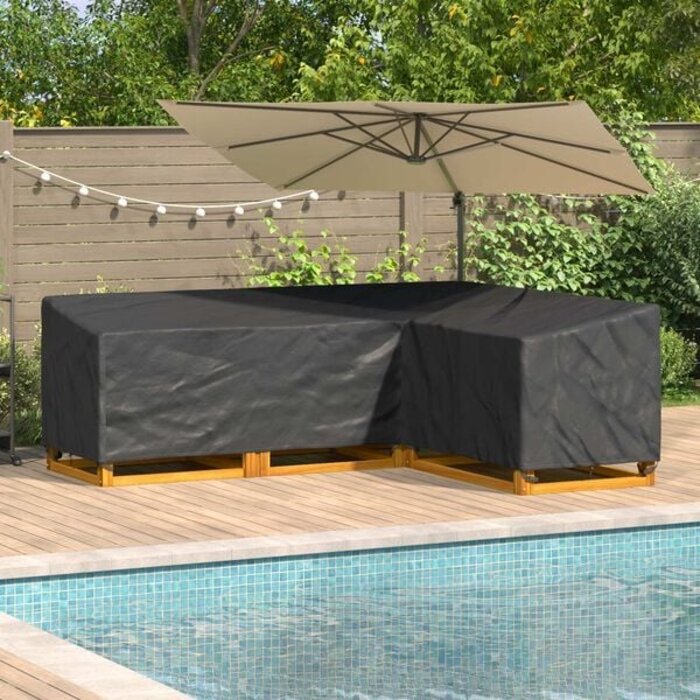 Vidaxl Gartenmöbel-Schutzhülle L-Form 250x180x80cm - Schwarz - bis zu 33% reduziert