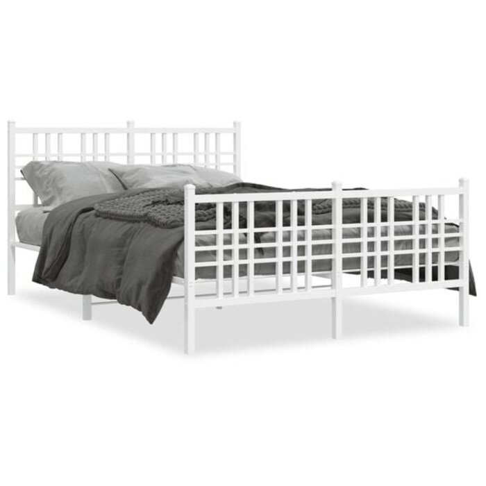 Vidaxl Robustes Metall-Bettgestell 140x200 cm - Weiß - bis zu 35% Rabatt