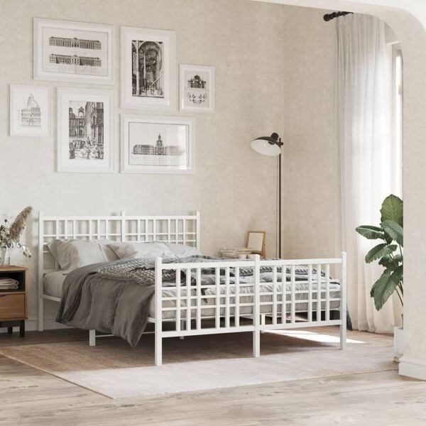 Vidaxl Robustes Metall-Bettgestell 140x200 cm - Weiß - bis zu 35% Rabatt