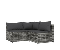Vidaxl 3-teiliges Loungeset Polyrattan Grau - 52% Rabatt