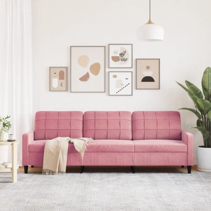 Vidaxl 3-Sitzer Sofa 210 cm in Rosa Samt - Jetzt bis zu 35% Rabatt sichern