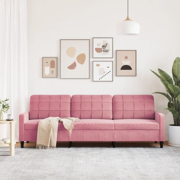 Vidaxl 3-Sitzer Sofa 210 cm in Rosa Samt - Jetzt bis zu 35% Rabatt sichern
