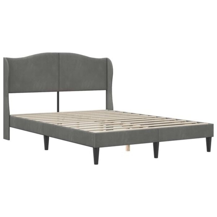 Vidaxl Bettgestell mit Samt-Kopfteil 140x200 cm - Dunkelgrau - bis zu 35% Rabatt
