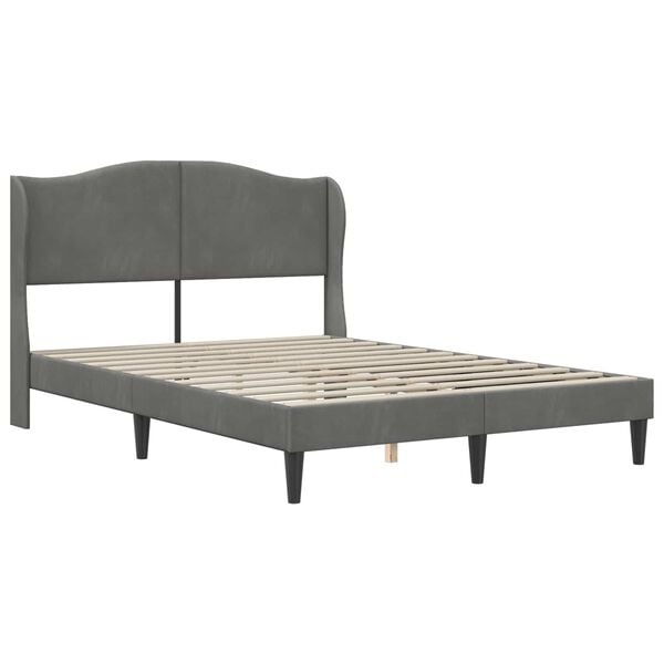 Vidaxl Bettgestell mit Samt-Kopfteil 140x200 cm - Dunkelgrau - bis zu 35% Rabatt