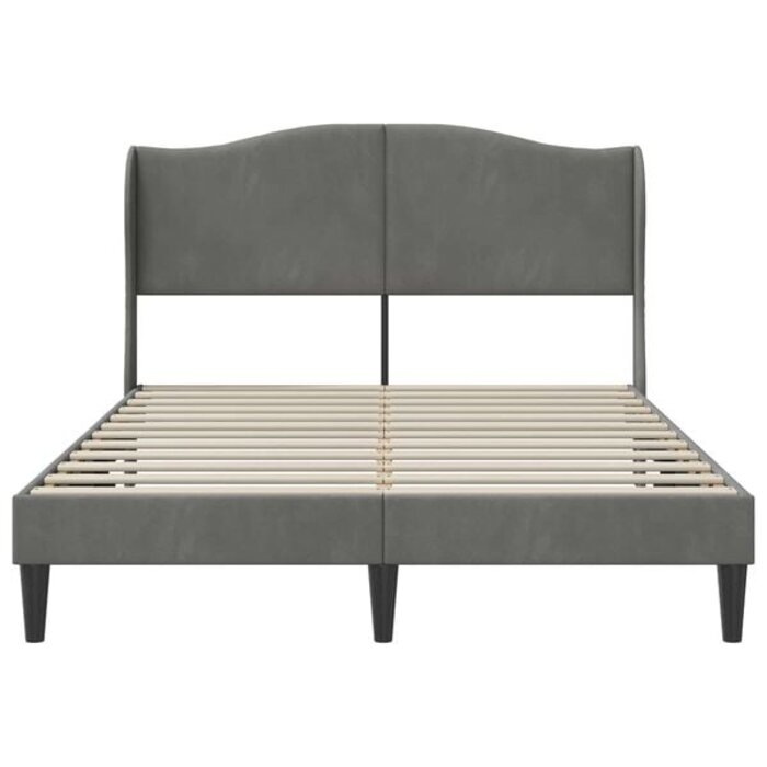 Vidaxl Bettgestell mit Samt-Kopfteil 140x200 cm - Dunkelgrau - bis zu 35% Rabatt
