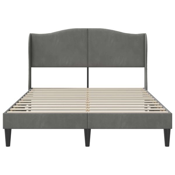 Vidaxl Bettgestell mit Samt-Kopfteil 140x200 cm - Dunkelgrau - bis zu 35% Rabatt