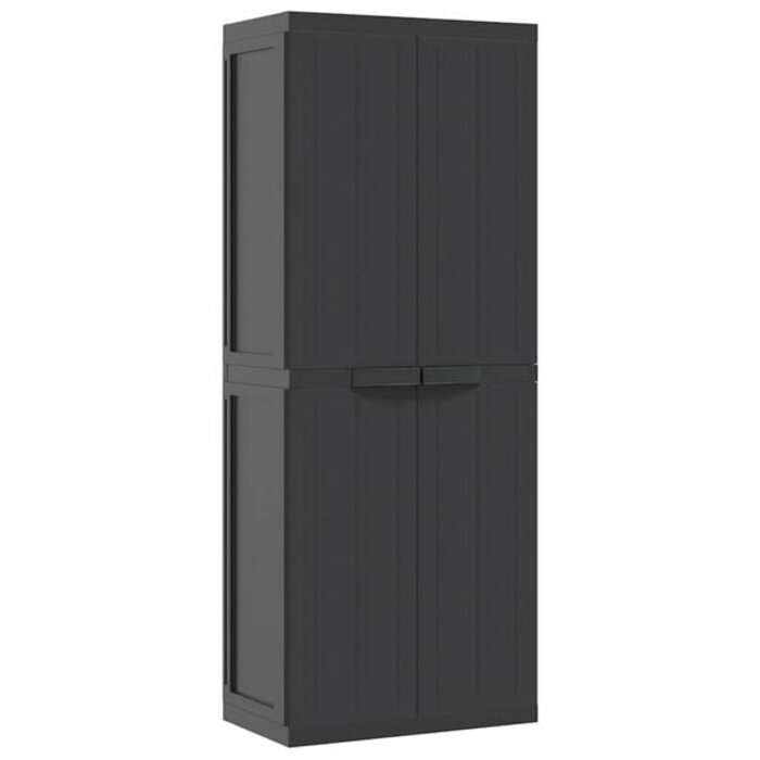 Vidaxl Gartenschrank aus Polypropylen 65x37x165 cm - Schwarz - bis zu 35% Rabatt