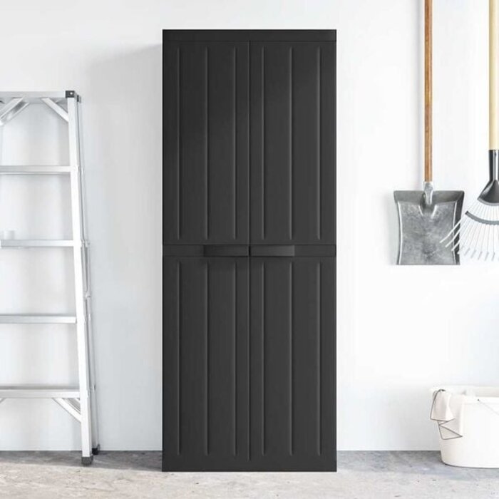 Vidaxl Gartenschrank aus Polypropylen 65x37x165 cm - Schwarz - bis zu 35% Rabatt