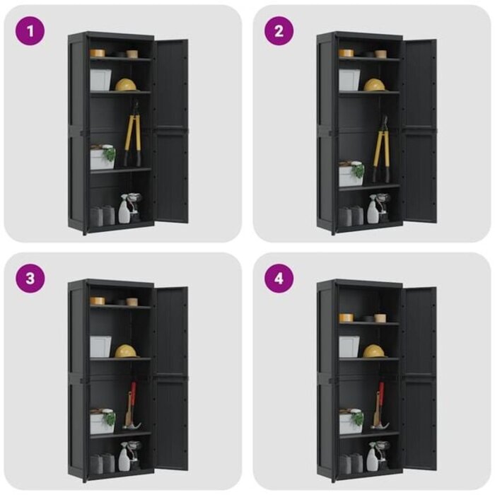 Vidaxl Gartenschrank aus Polypropylen 65x37x165 cm - Schwarz - bis zu 35% Rabatt