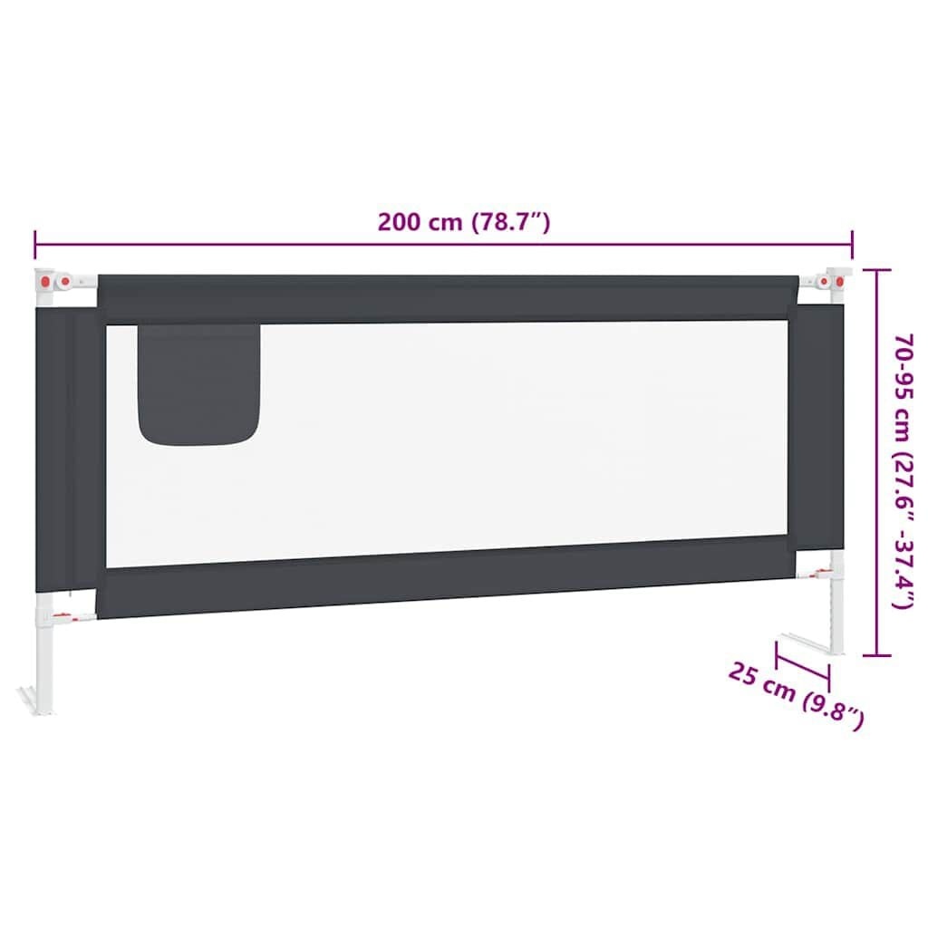Vidaxl Bettgitter für Kleinkinder 200x25 cm, Dunkelgrau - bis zu 33% sparen