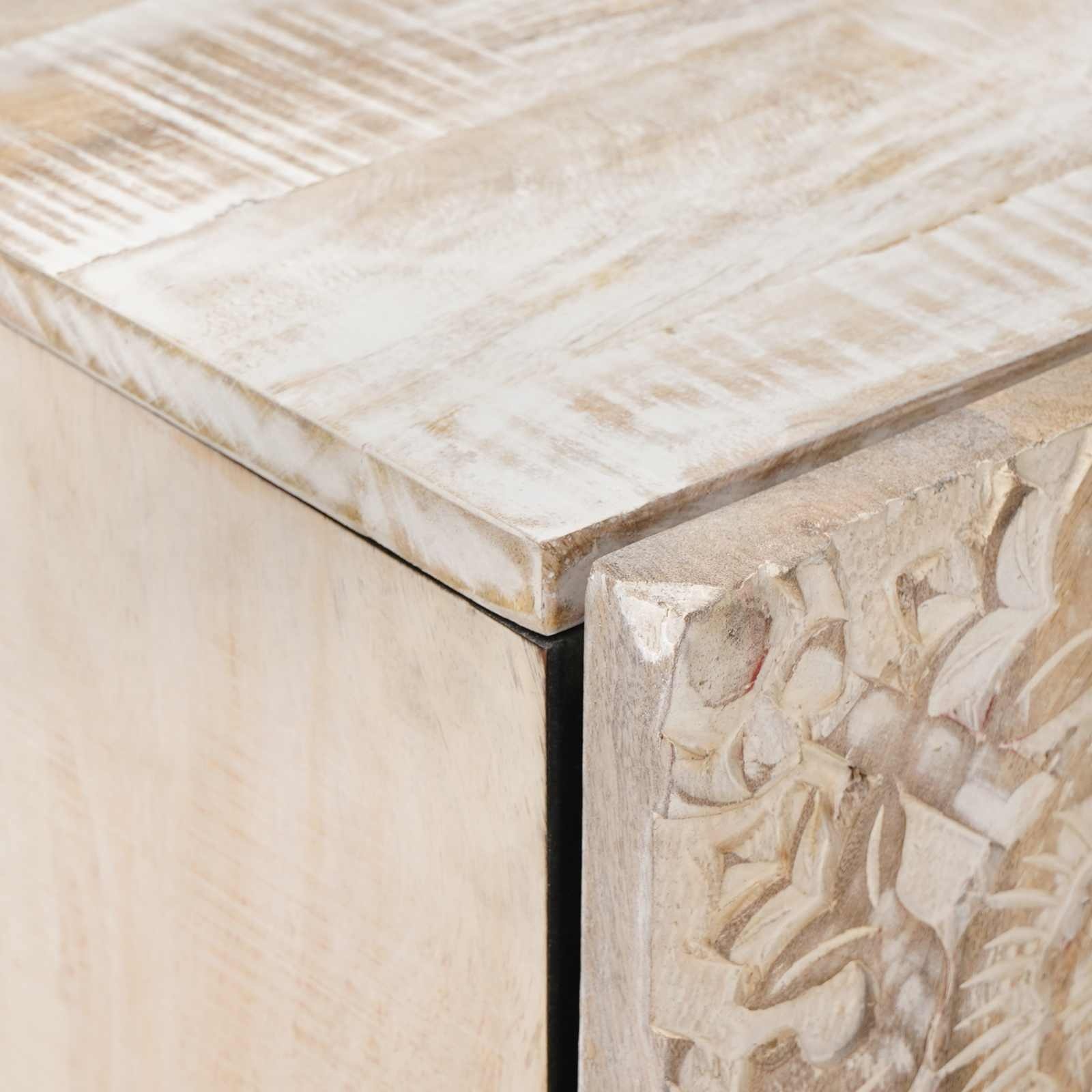 Vidaxl Stilvoller Badezimmerschrank aus Mangoholz, Weiß - Jetzt bis zu 34% sparen