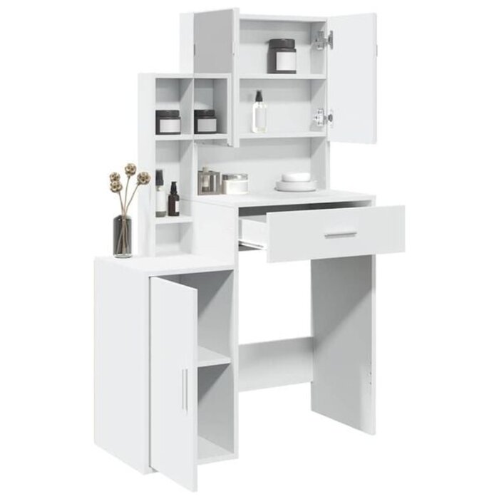 Vidaxl Schminktisch mit Spiegel & Stauraum, 80x35x132 cm, Weiß - bis zu 35% Rabatt