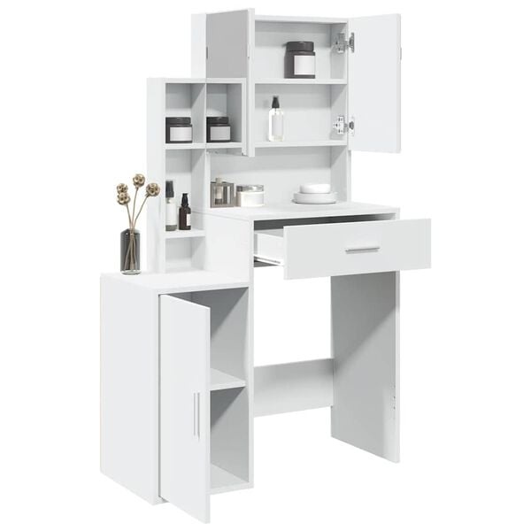Vidaxl Schminktisch mit Spiegel & Stauraum, 80x35x132 cm, Weiß - bis zu 35% Rabatt