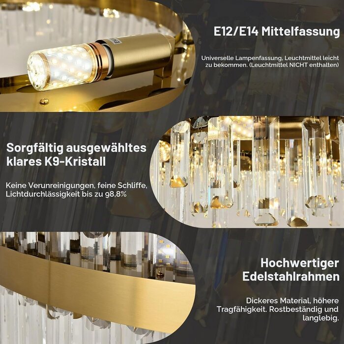 Luxus Kristall-Kronleuchter Gold Rund 80cm - Outlet bis zu 35% Rabatt