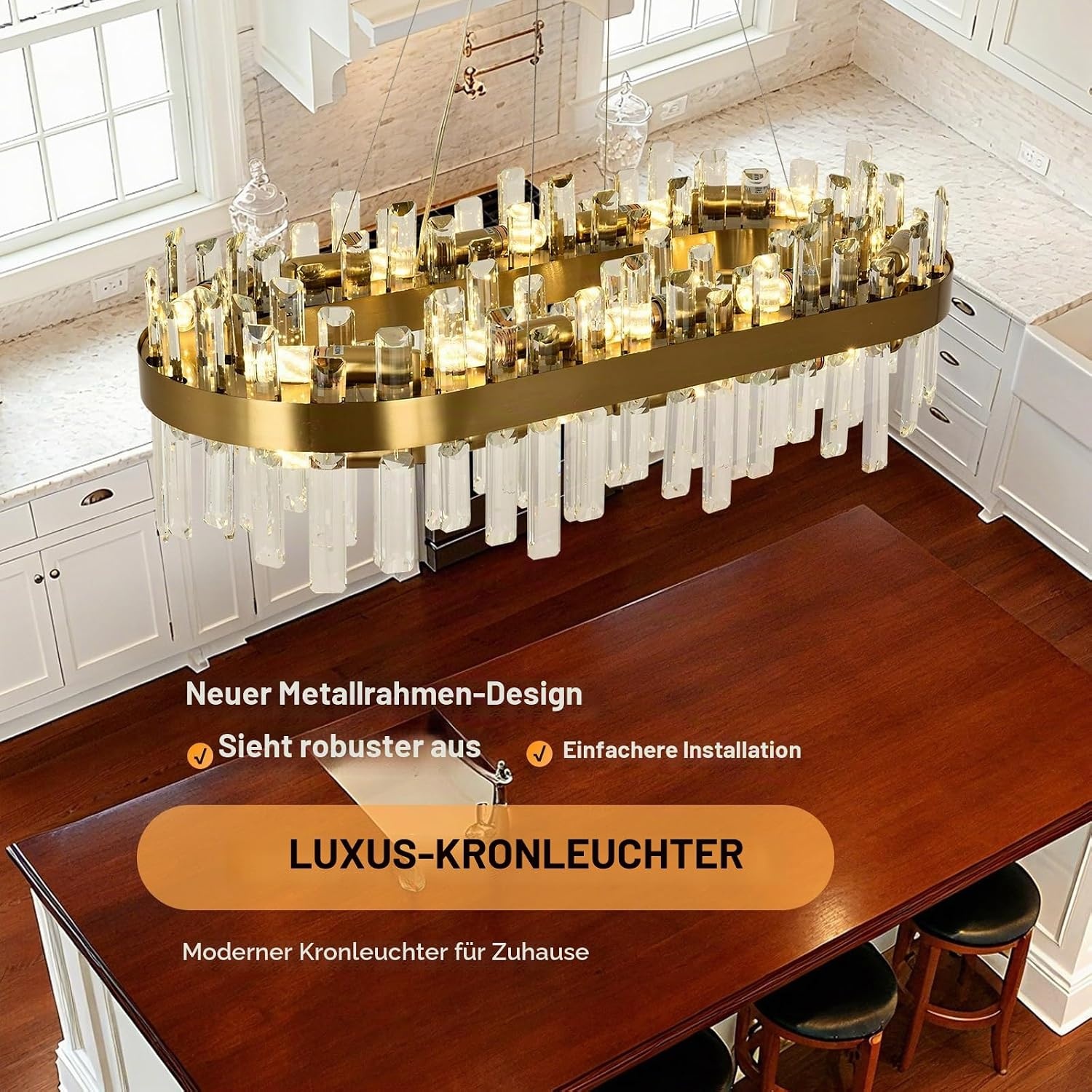Luxus Kristall-Kronleuchter Gold Rund 80cm - Outlet bis zu 35% Rabatt