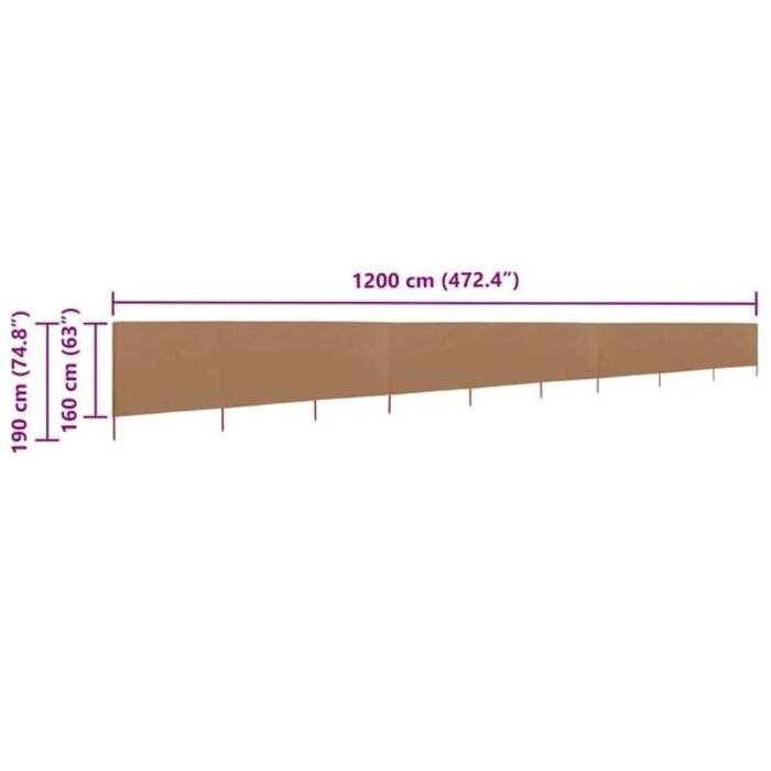 Vidaxl 9-teiliger Windschutz Taupe 1200x160 cm - bis zu 35% Rabatt