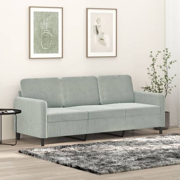 Vidaxl 3-Sitzer Sofa in Hellgrau Samt - Jetzt bis zu 35% Rabatt sichern