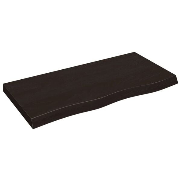 Vidaxl Massive Eichen-Waschtischplatte 100x50 cm, dunkelbraun - bis zu 31% sparen