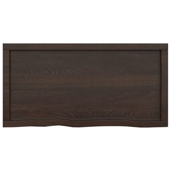 Vidaxl Massive Eichen-Waschtischplatte 100x50 cm, dunkelbraun - bis zu 31% sparen
