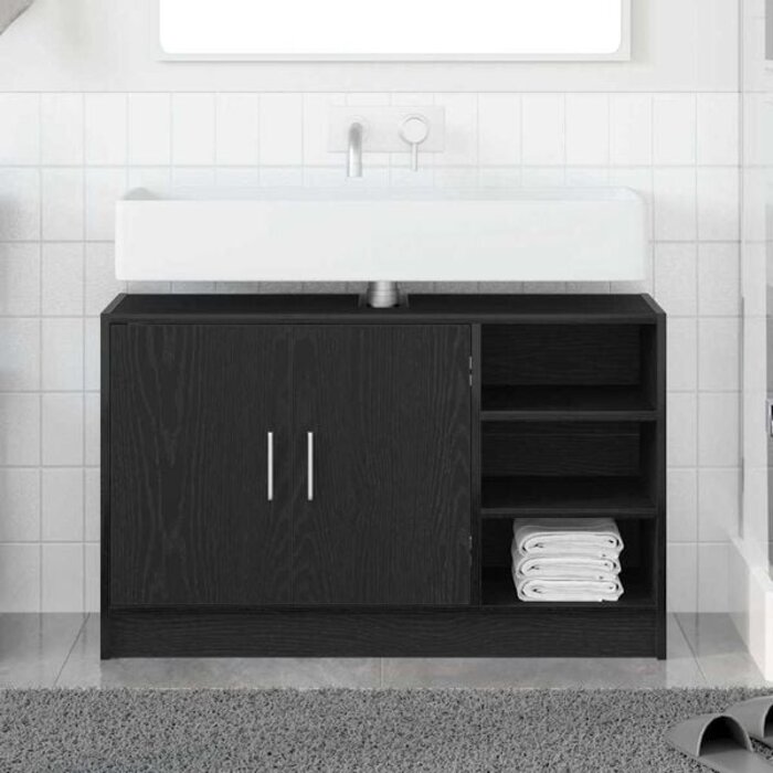 Vidaxl Badezimmerschrank in Schwarz-Eiche 90x29x55 cm - bis zu 34% Rabatt