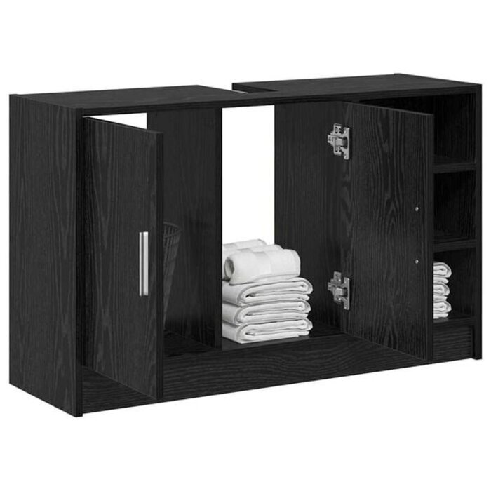 Vidaxl Badezimmerschrank in Schwarz-Eiche 90x29x55 cm - bis zu 34% Rabatt