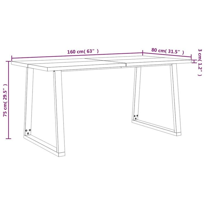 Massivholz-Esstisch mit Baumkante 160x80cm - 40% Rabatt