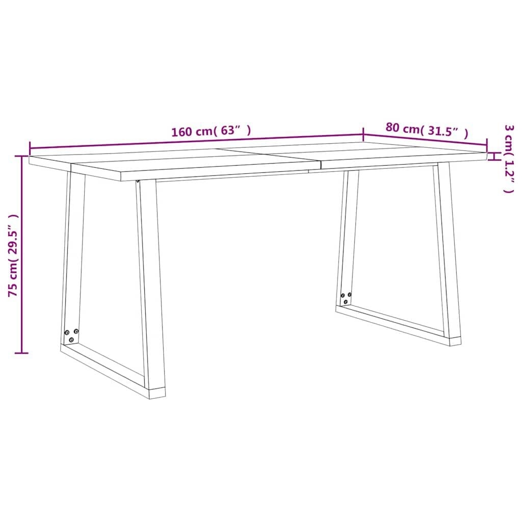 Massivholz-Esstisch mit Baumkante 160x80cm - 40% Rabatt