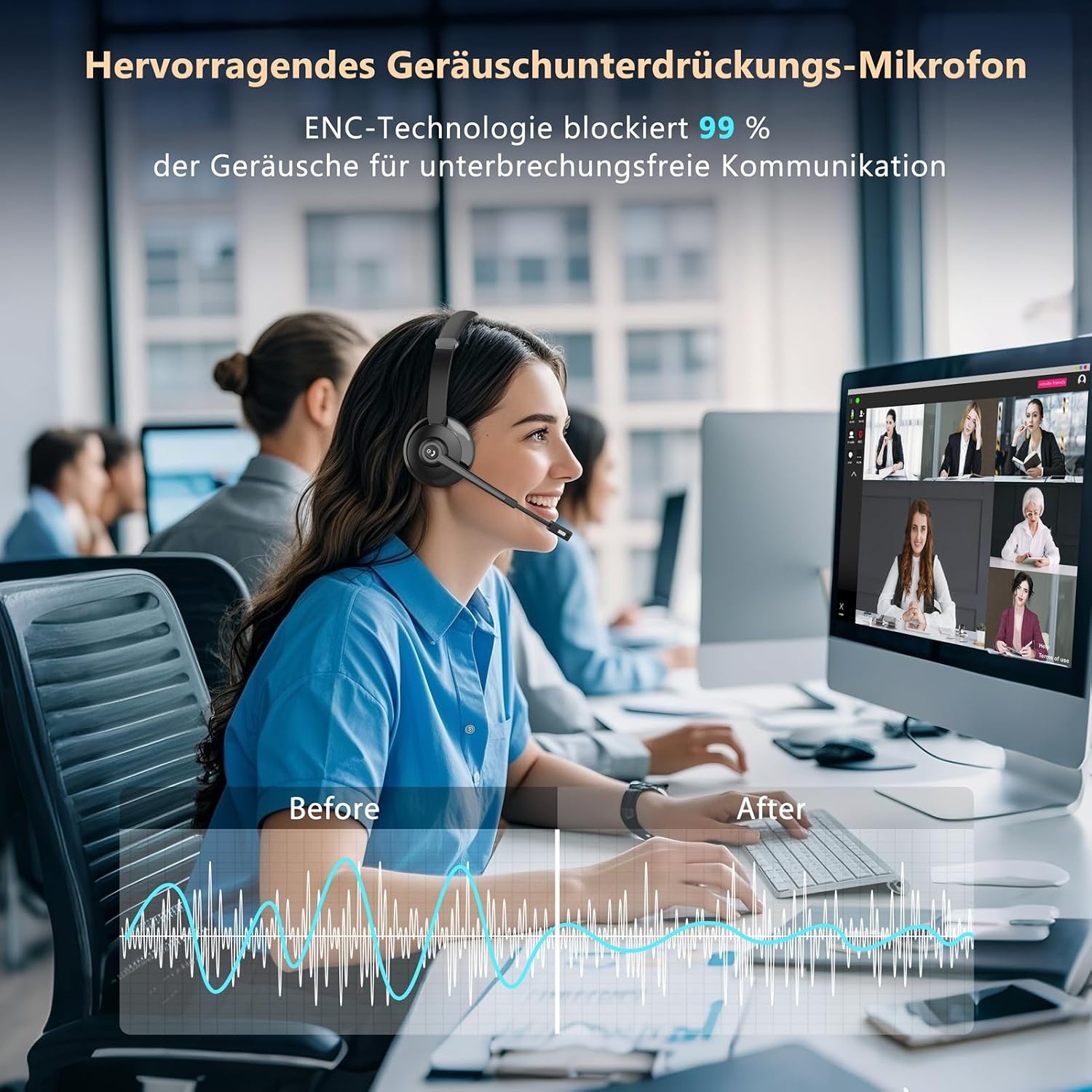 Kabelloses Ohrbügel-Headset für Büro & Videokonferenzen - 65% Rabatt