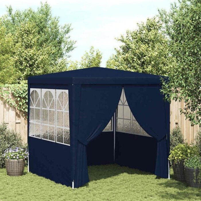 Partyzelt 2x2m Blau - Gartenpavillon mit Seitenwänden - 41% Rabatt