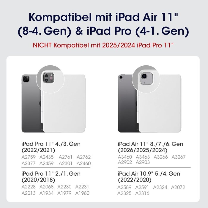 Magnetische iPad-Hülle - 29% Rabatt - Für Air 11, 10.9 & Pro 11 - Schwarz