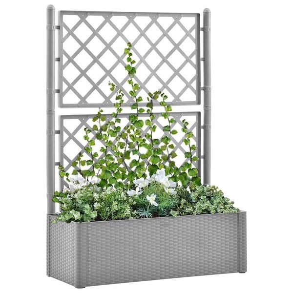 Pflanzkübel mit Rankgitter, 100x43x142cm, Steingrau - 58% Rabatt